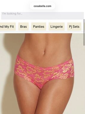 NWT Cosabella Savona Low Rise Hot Pant, Size Large, Rani Pink/Gold